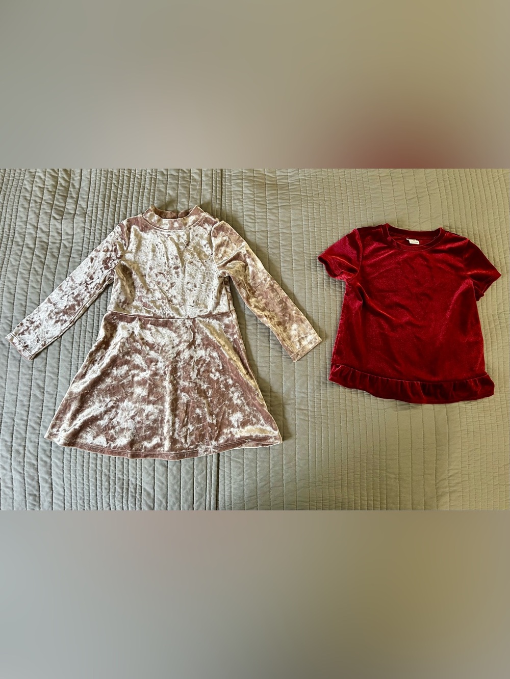 2T Crushed Velvet Long-Sleeve Kids Dress   And Top